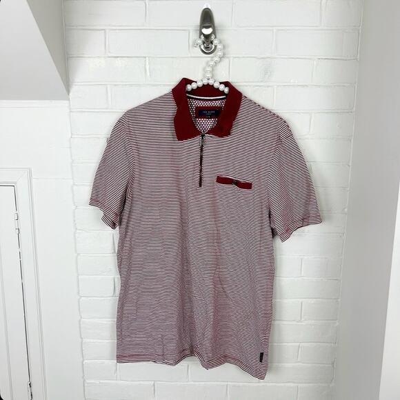 Ted Baker London Men’s Red Striped Casual Polo Shirt Size - Picture 1 of 9